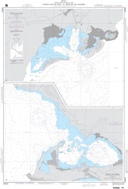 NGA Nautical Chart 25845: Puerto Viejo de Azua and Bahia de Las Calderas Plans: A. Puerto Viejo de Azua