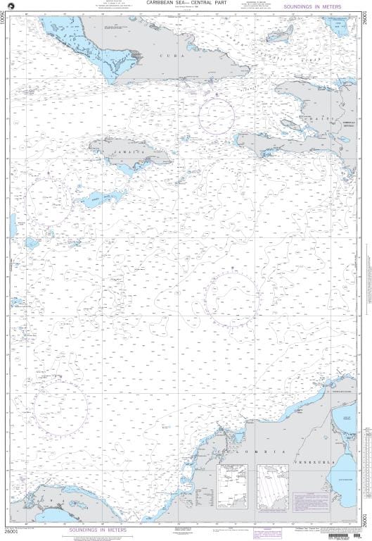 NGA Nautical Chart 26001: Caribbean Sea-Central Part