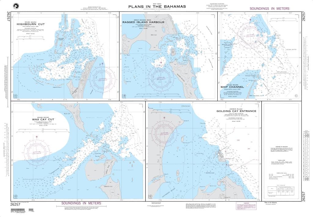 NGA Nautical Chart 26257: Plans in the Bahamas A. Highbourn Cut (Exuma Sound)