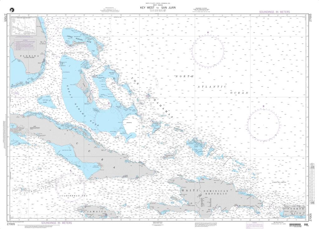 NGA Nautical Chart 27005: Key West to San Juan