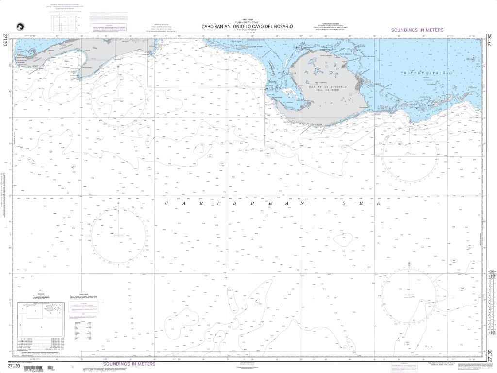 NGA Nautical Chart 27130: Cabo San Antonio to Cayo del Rosario