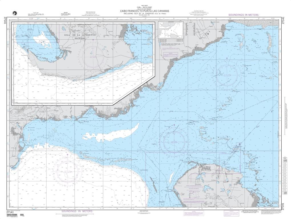 NGA Nautical Chart 27141: Cabo Frances to Punta Las Cayamas including Isla de la Juventud (Isla de Pinos)
