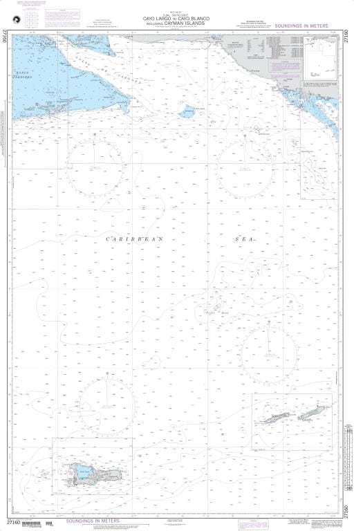 NGA Nautical Chart 27160: Cayo Largo to Cayo Blanco including Cayman Islands