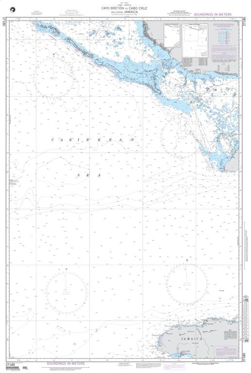 NGA Nautical Chart 27180: Cayo Breton to Cabo Cruz including Jamaica