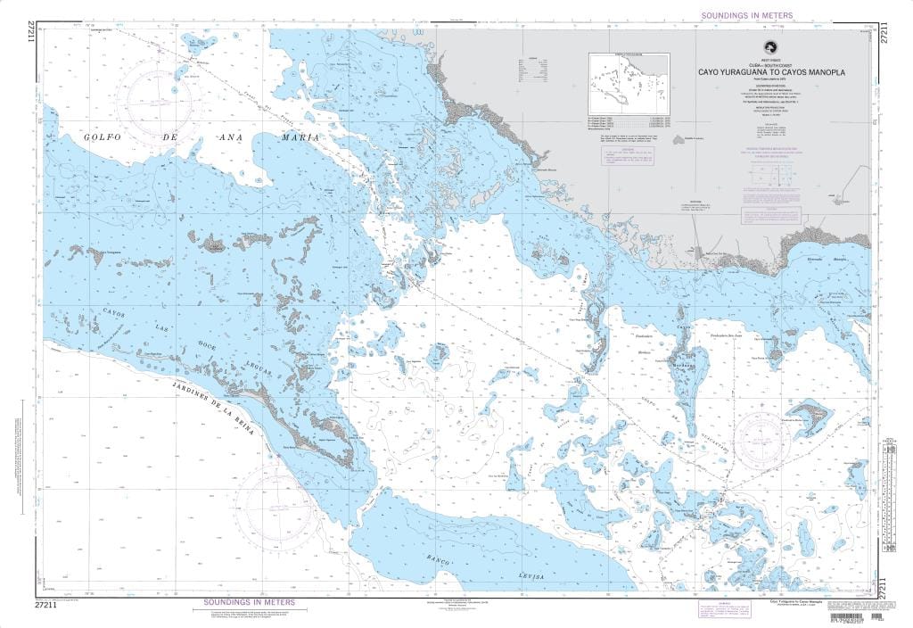NGA Nautical Chart 27211: Cayo Yuraguana to Cayos Manopla