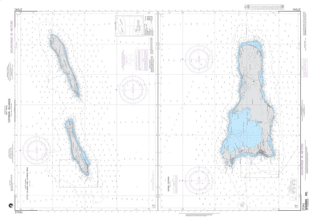 NGA Nautical Chart 27241: Cayman Islands (West Indies) Plans: A. Little Cayman and Cayman Brac
