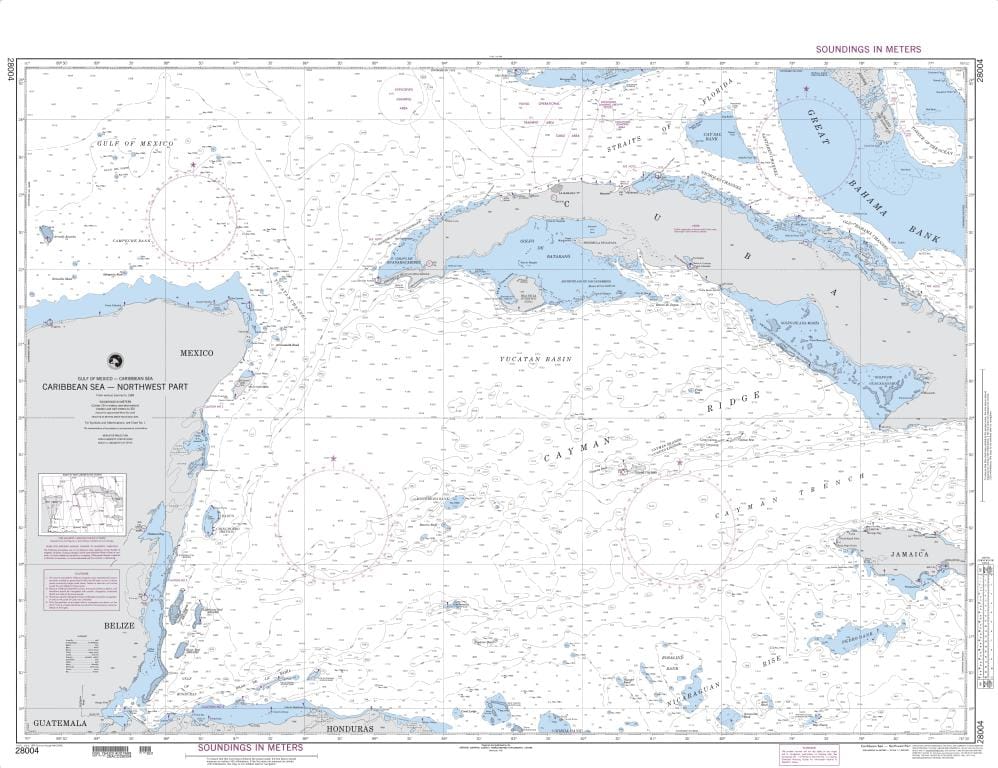 NGA Nautical Chart 28004: Caribbean Sea-Northwest Part (LORAN-C)