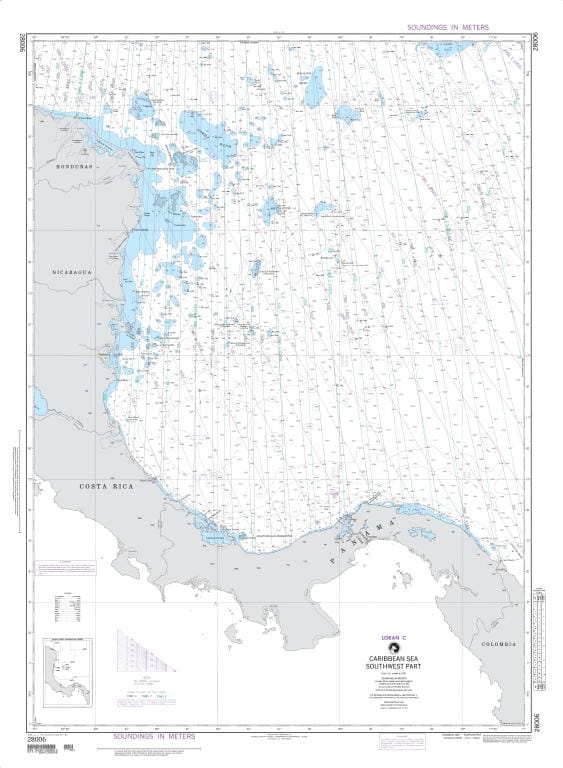 NGA Nautical Chart 28006: Caribbean Sea-Southwest Part (LORAN-C)