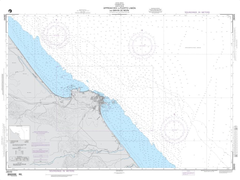 NGA Nautical Chart 28049: Approaches to Puerto Limon and Bahia de Moin