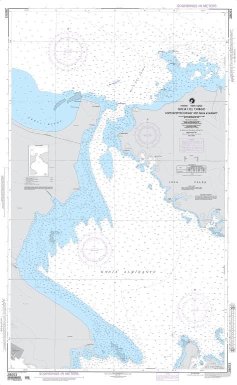 NGA Nautical Chart 28053: Northwestern Passage into Bahia Almirante (Boca del Drago)