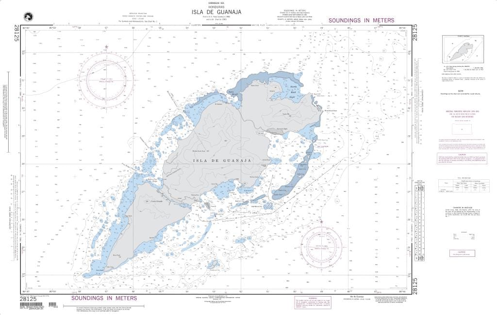 NGA Nautical Chart 28125: Isla de Guanaja (Caribbean Sea-Honduras)