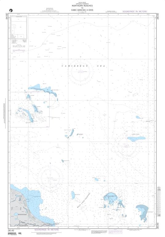 NGA Nautical Chart 28140: Northern Reaches to Cabo Gracias a Dios