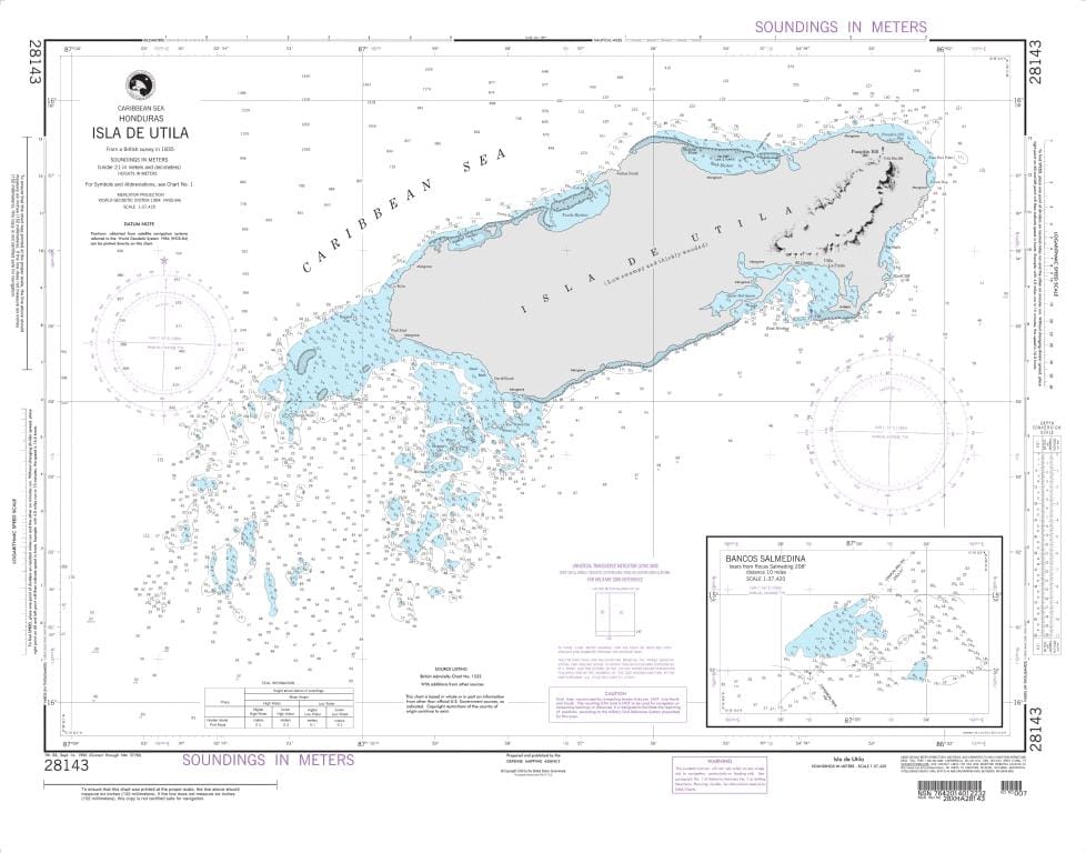 NGA Nautical Chart 28143: Isla de Utila (Honduras)