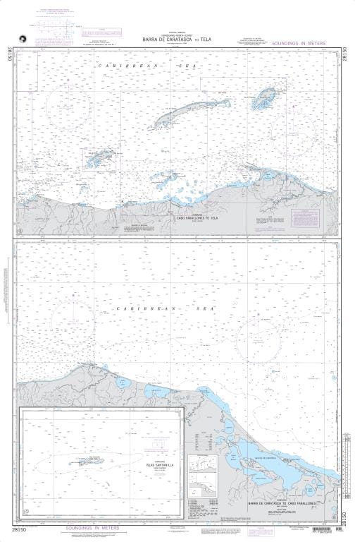 NGA Nautical Chart 28150: Barra de Caratasca to Tela Panels: A. Cabo Farallones to Tela