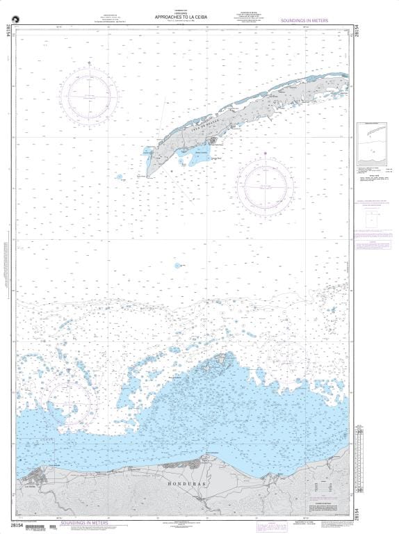 NGA Nautical Chart 28154: Approaches to La Ceiba