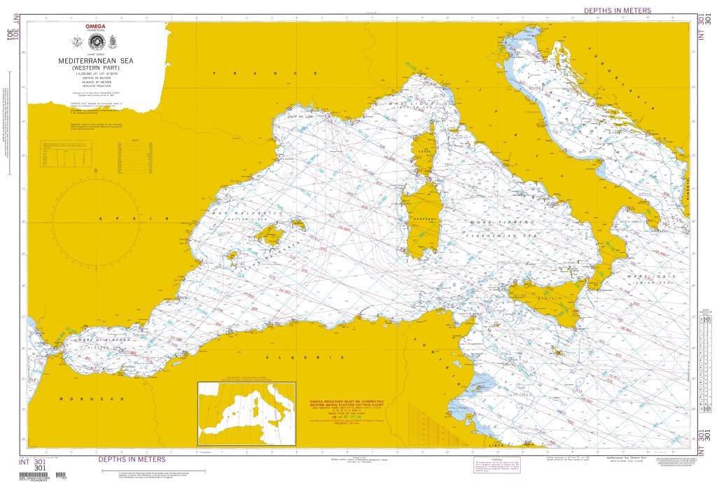 NGA Nautical Chart 301: Mediterranean Sea-Western Part (OMEGA)