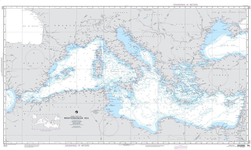 NGA Nautical Chart 310: Mediterranean Sea (OMEGA)