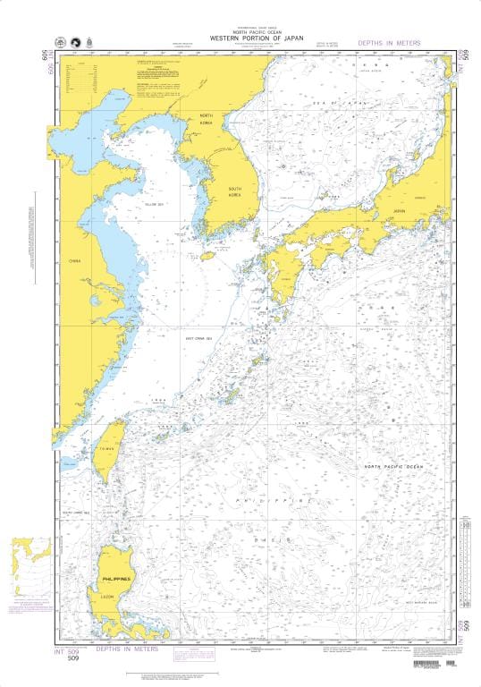 NGA Nautical Chart 509: Western Portion of Japan