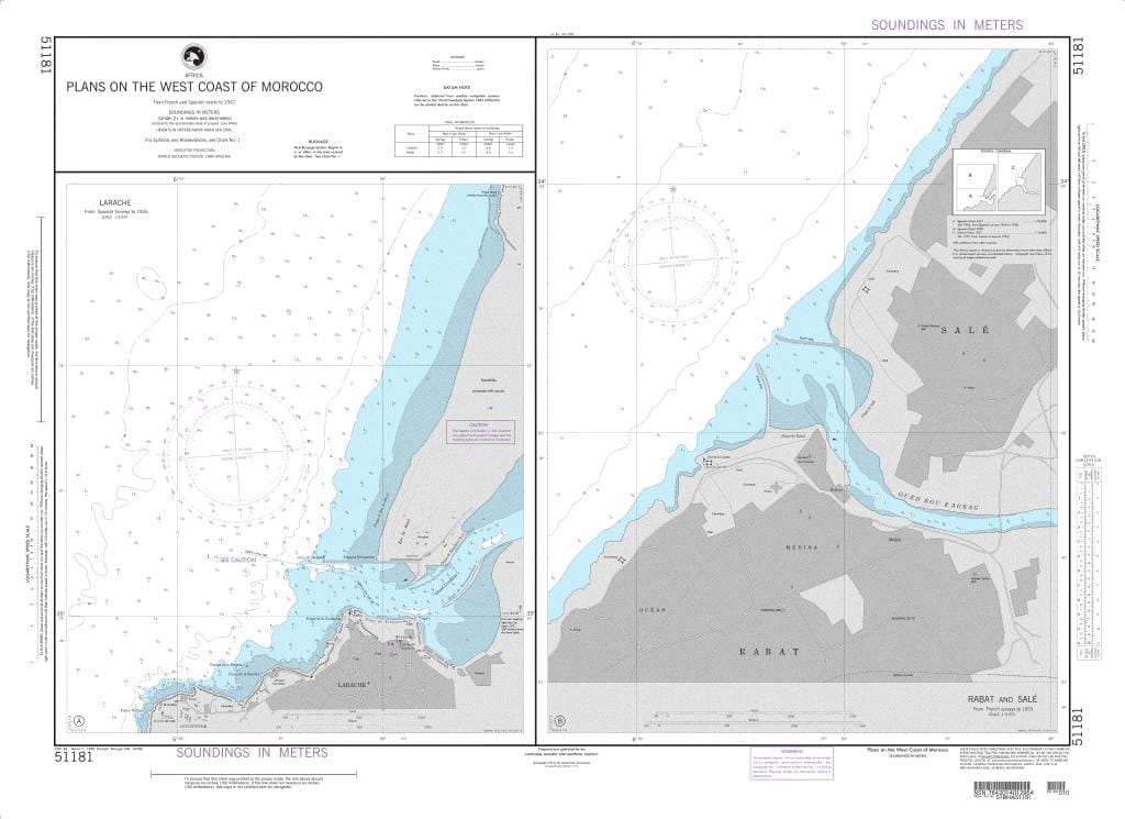 NGA Nautical Chart 51181: Plans on the West Coast of Morocco A. Larache
