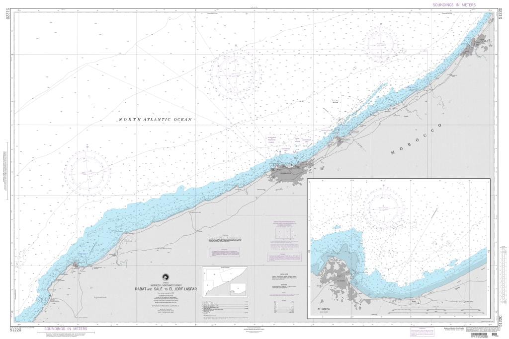 NGA Nautical Chart 51220: Rabat and Sale to El Jorf Lasfar