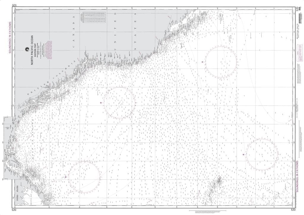 NGA Nautical Chart 520: North Pacific Ocean (Eastern Part)