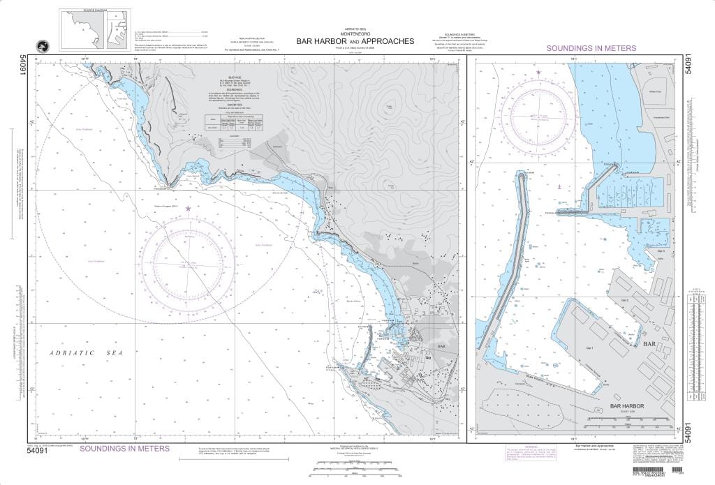 NGA Nautical Chart 54091: Bar Harbor and Approaches