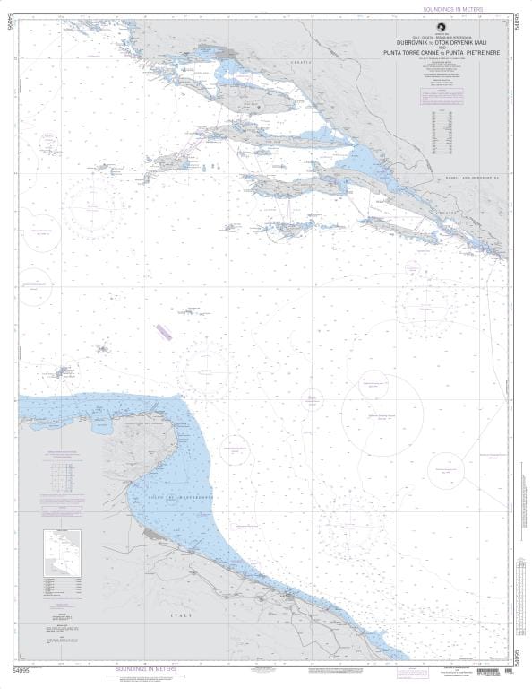 NGA Nautical Chart 54095: Dubrovnik to Otok Drvenik Mali and Punta Torre Canne to Punta Pietre Nere