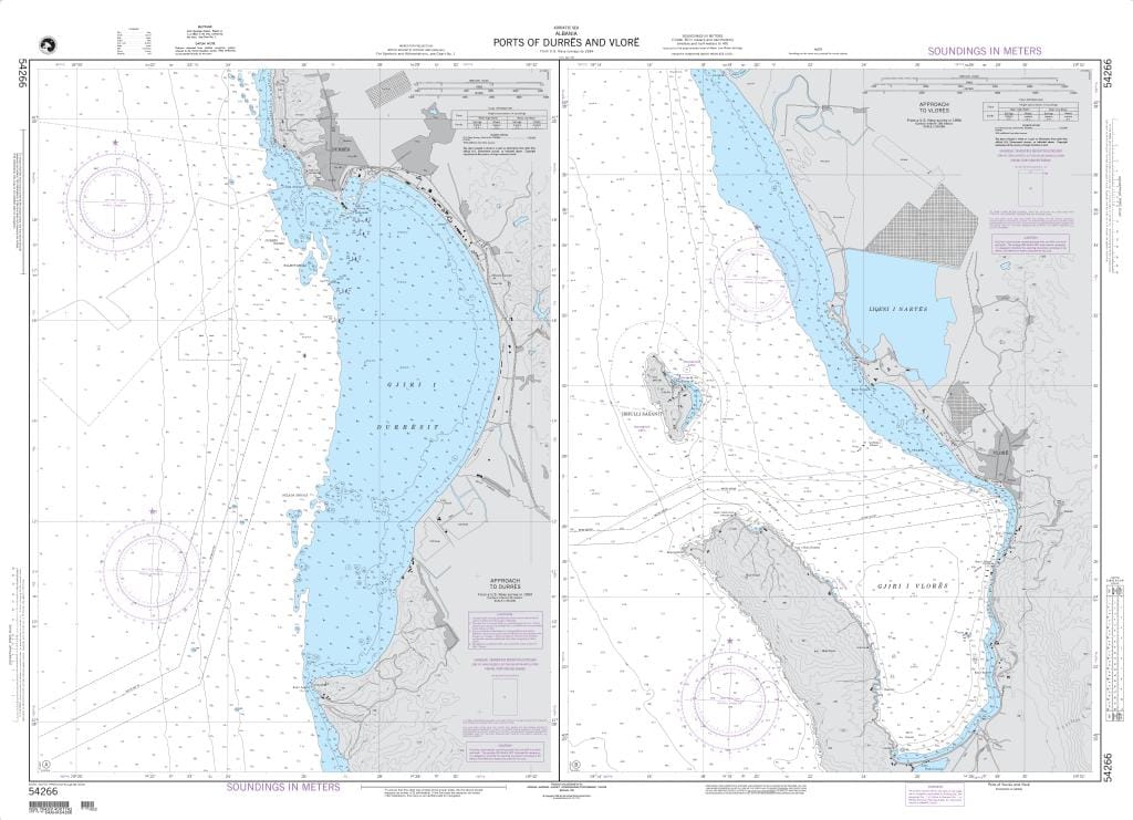 NGA Nautical Chart 54266: Ports of Durres and Vlore Plans: A. Approach to Durres