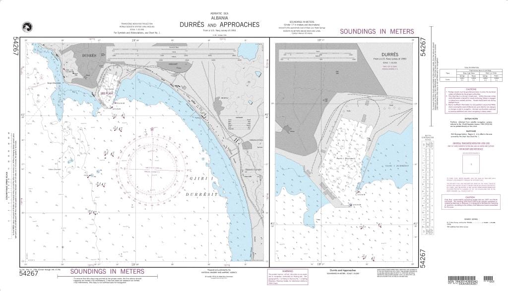 NGA Nautical Chart 54267: Durres and Approaches (Albania-Adriatic Sea)