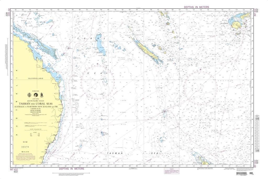 NGA Nautical Chart 602: Tasman and Coral Seas-Australia to Northern New Zealand and