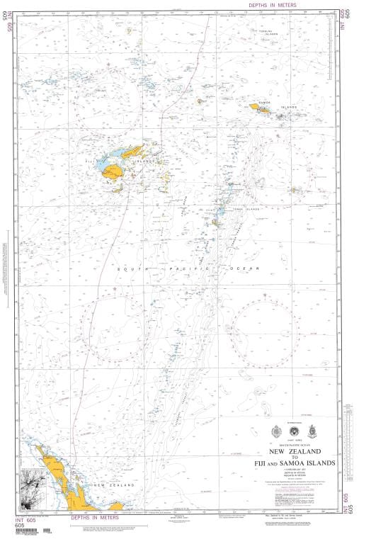 NGA Nautical Chart 605: New Zealand to Fiji and Samoa Islands