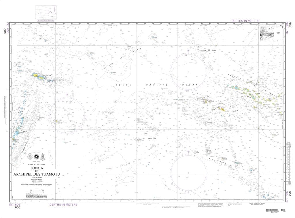 NGA Nautical Chart 606: Tonga to Archipel des Tuamotu (OMEGA)