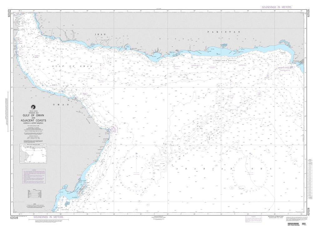 NGA Nautical Chart 62028: Gulf of Oman and Adjacent Coasts-Karachi to Jazirat Masirah