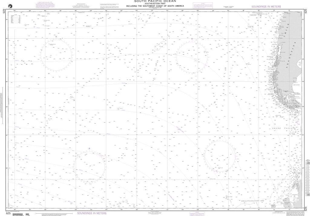 NGA Nautical Chart 625: South Pacific Ocean (Southeastern Part) including the Southwest Coast of South America