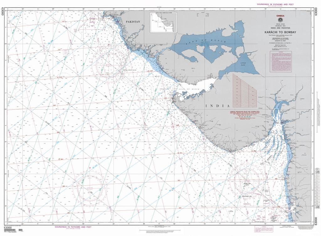 NGA Nautical Chart 63000: Karachi to Bombay, India and Pakistan (OMEGA)