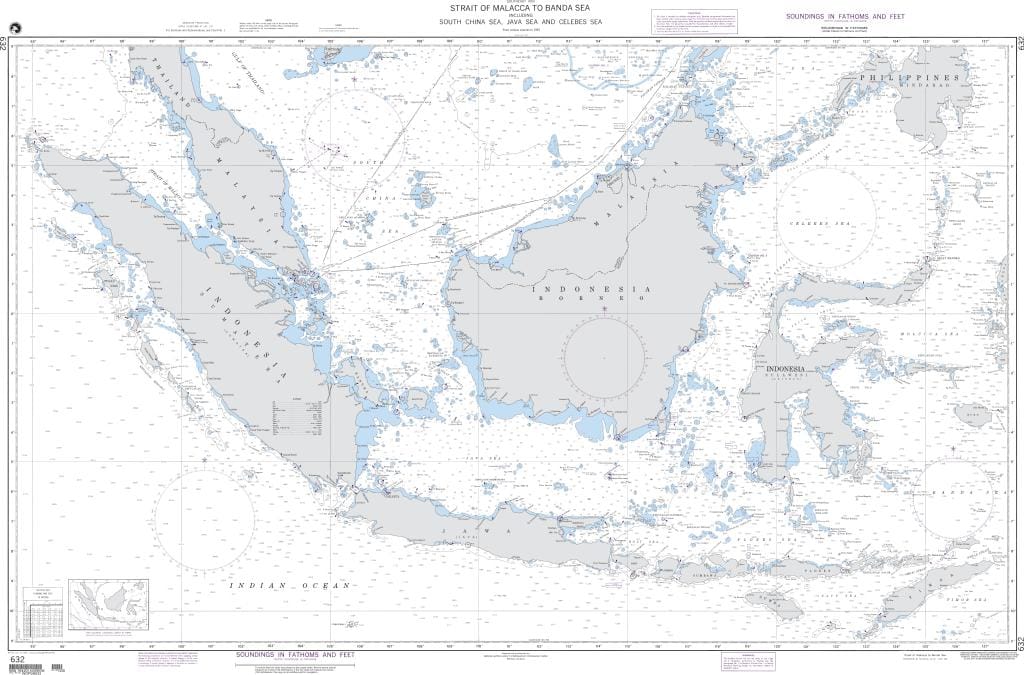 NGA Nautical Chart 632: Strait of Malacca to Banda Sea including South China Sea-Java Sea and Celebes Sea