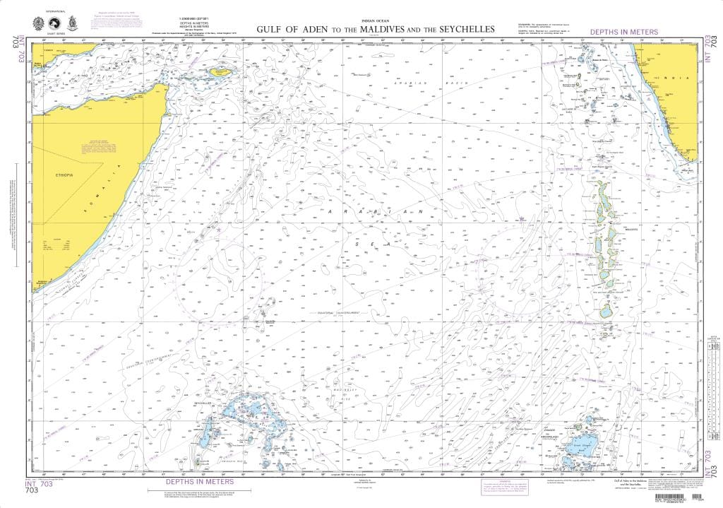 NGA Nautical Chart 703: Gulf of Aden to the Maldives and the Seychelles Group