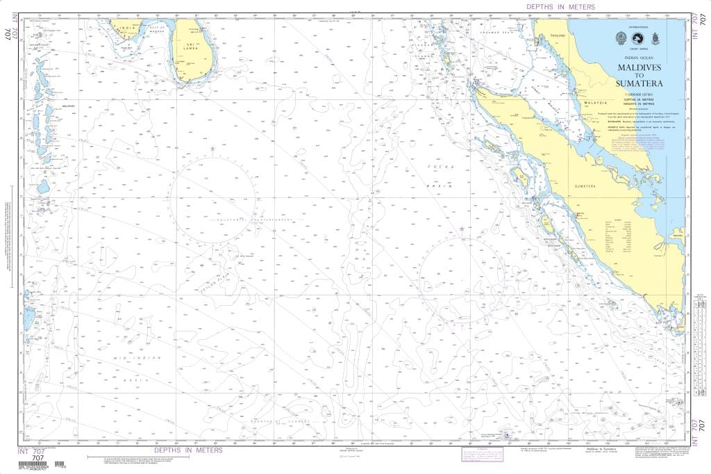 NGA Nautical Chart 707: Maldives to Sumatera (Indian Ocean)