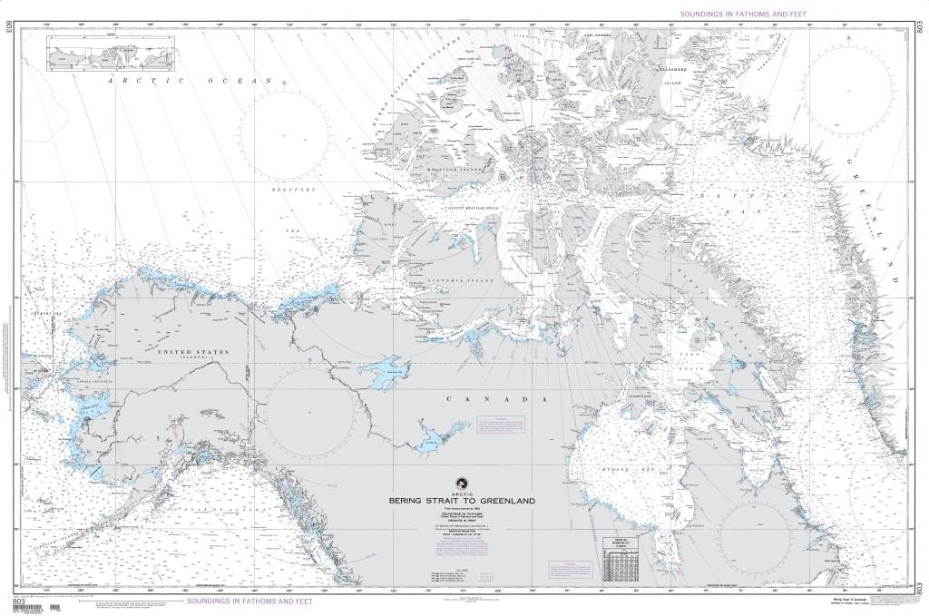 NGA Nautical Chart 803: Bering Strait to Greenland (Arctic)