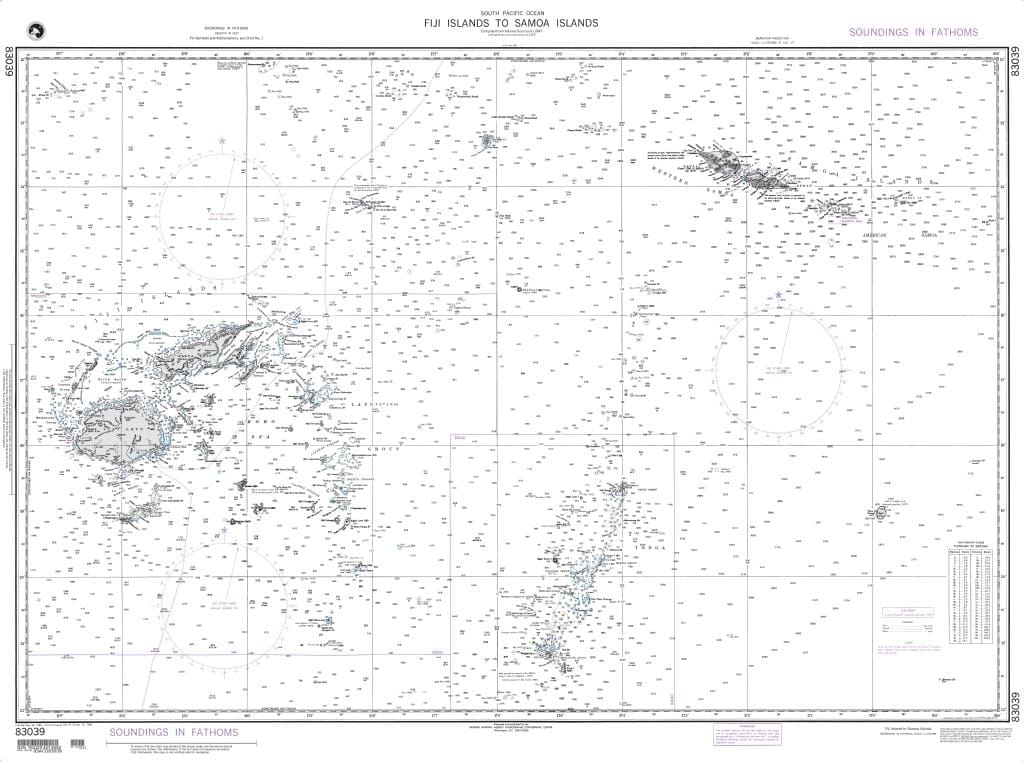 NGA Nautical Chart 83039: Fiji Islands to Samoa Islands (OMEGA)