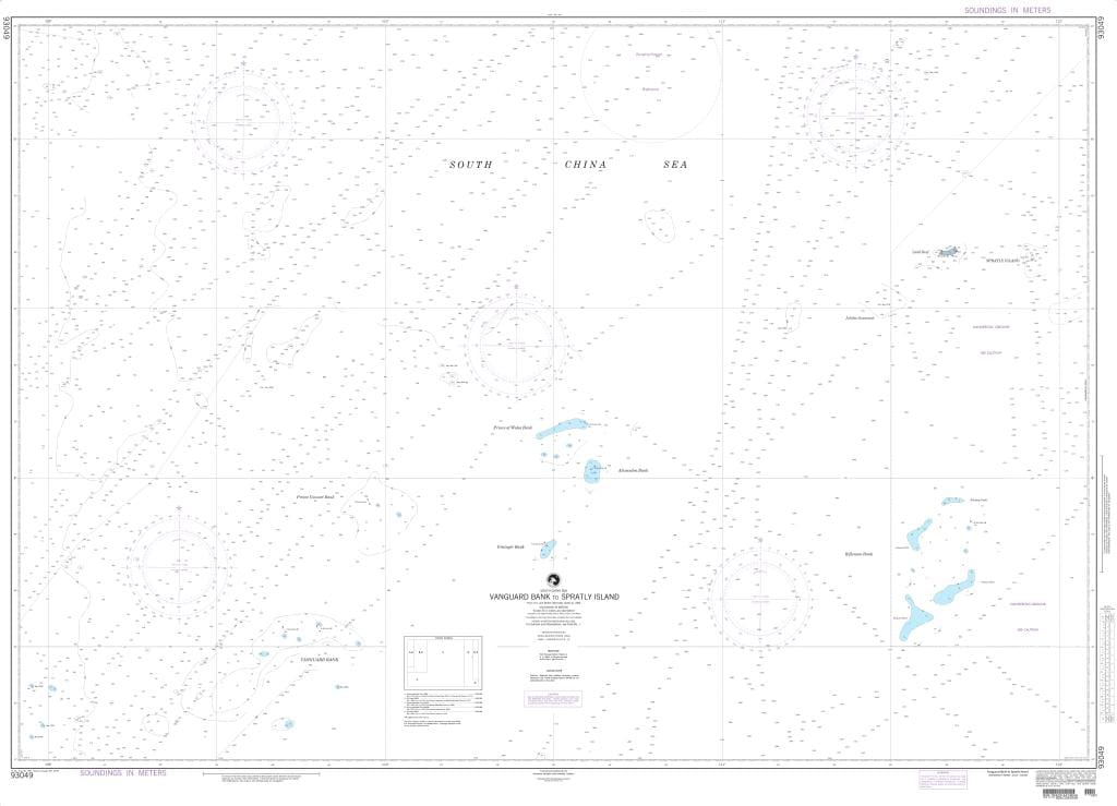 NGA Nautical Chart 93049: South China Sea-Vanguard Bank to Spratly Island