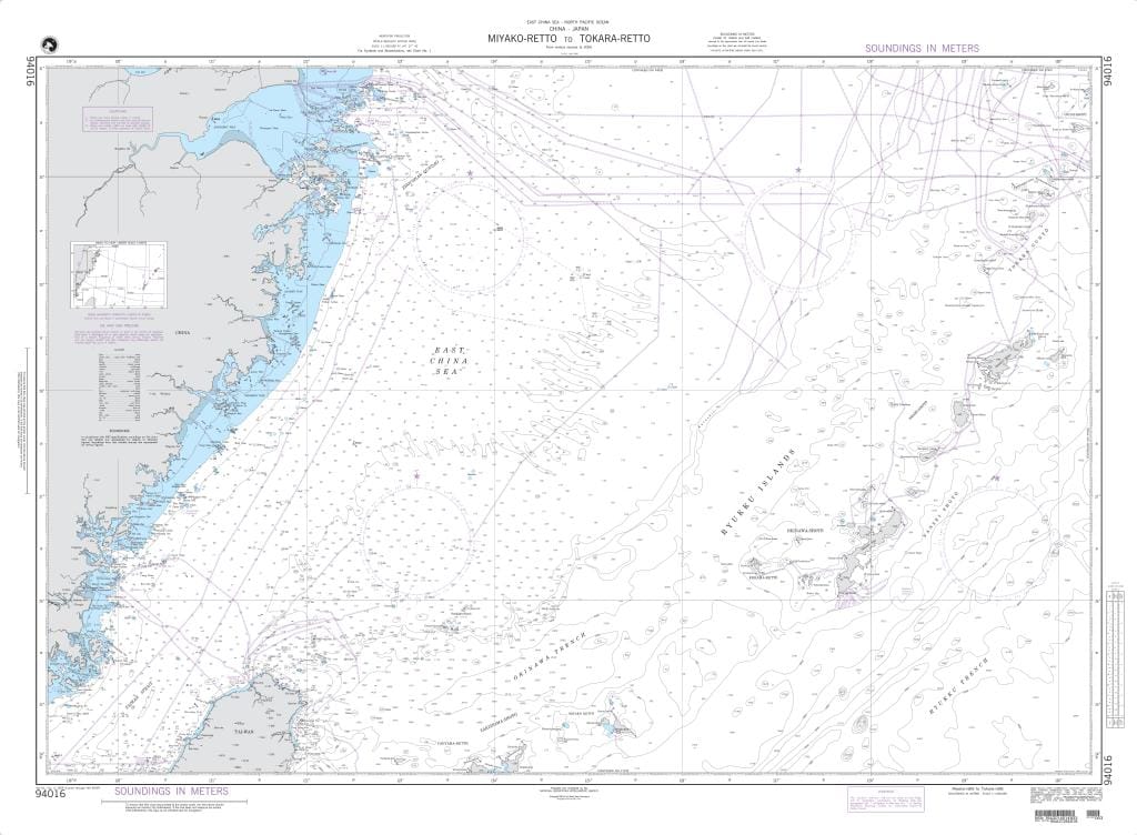 NGA Nautical Chart 94016: Miyako-Retto to Tokara-Retto