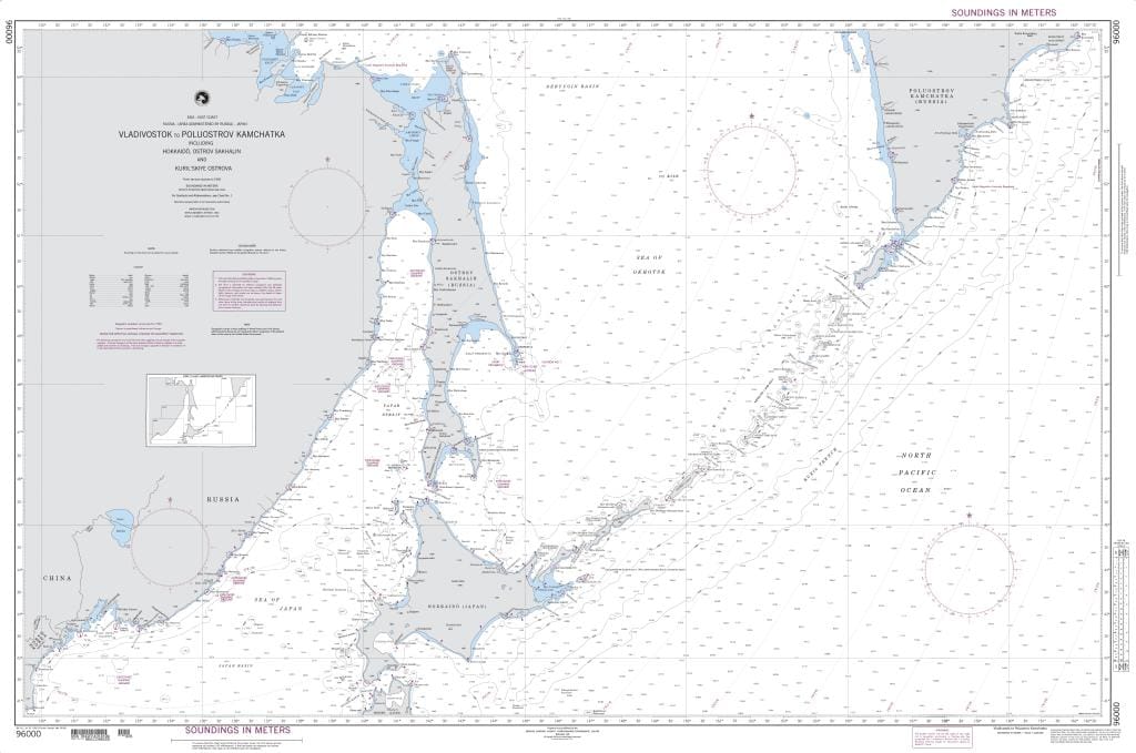 NGA Nautical Chart 96000: Vladivostok to Poluostrov Kamchatka including Hokkaido, Ostrov Sakhalin and Kuril'skiye Ostrova