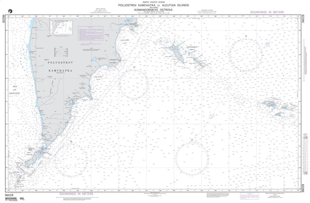 NGA Nautical Chart 96028: Poluostrov Kamchatka to Aleutian Islands including Komandorskiye Ostrova