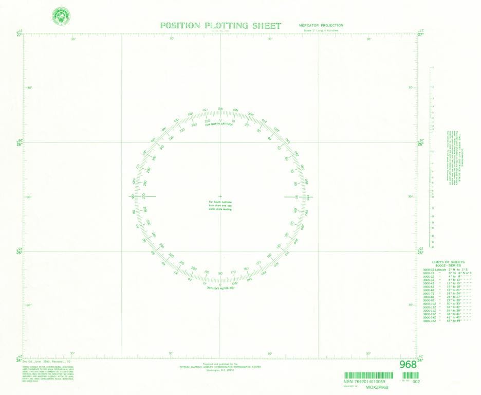 NGA Nautical Chart 968: Plotting Chart 968