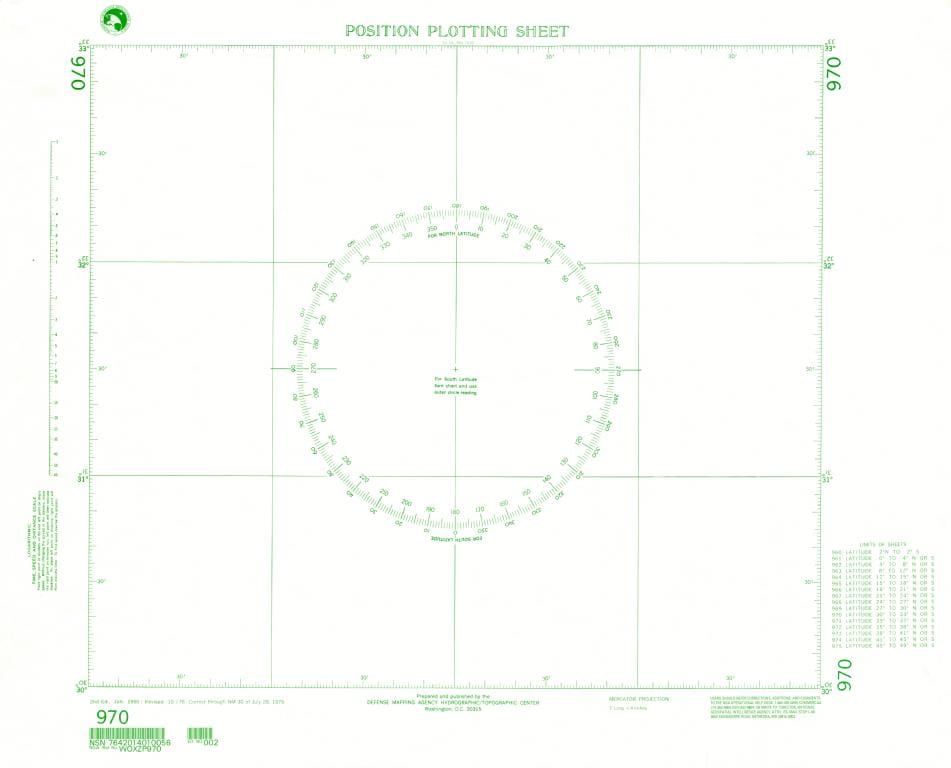 NGA Nautical Chart 970: Plotting Chart 970