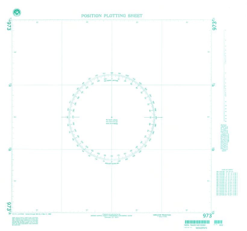 NGA Nautical Chart 973: Plotting Chart 973