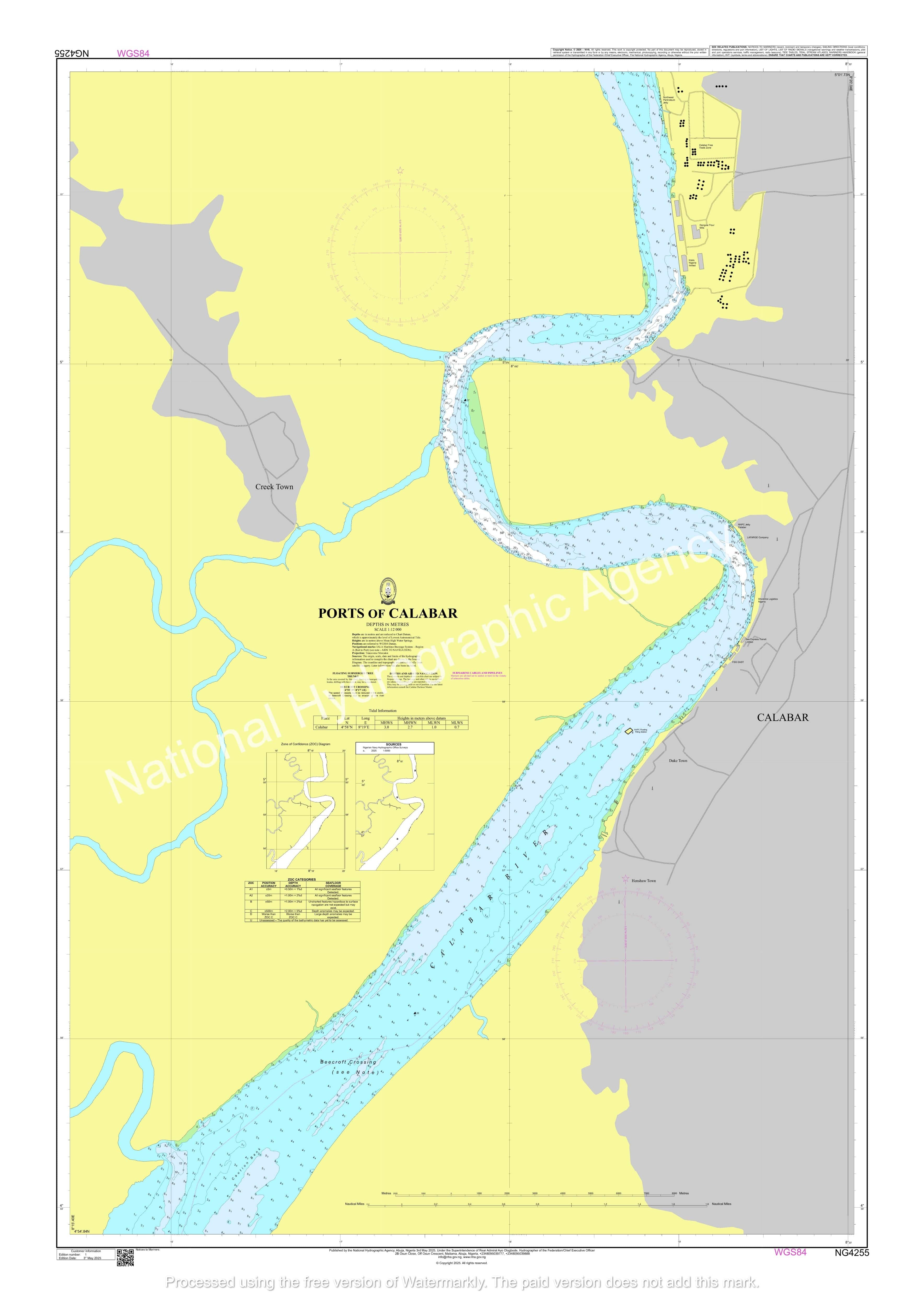 Nigerian Nautical Chart NG4255 - PORTS OF CALABAR