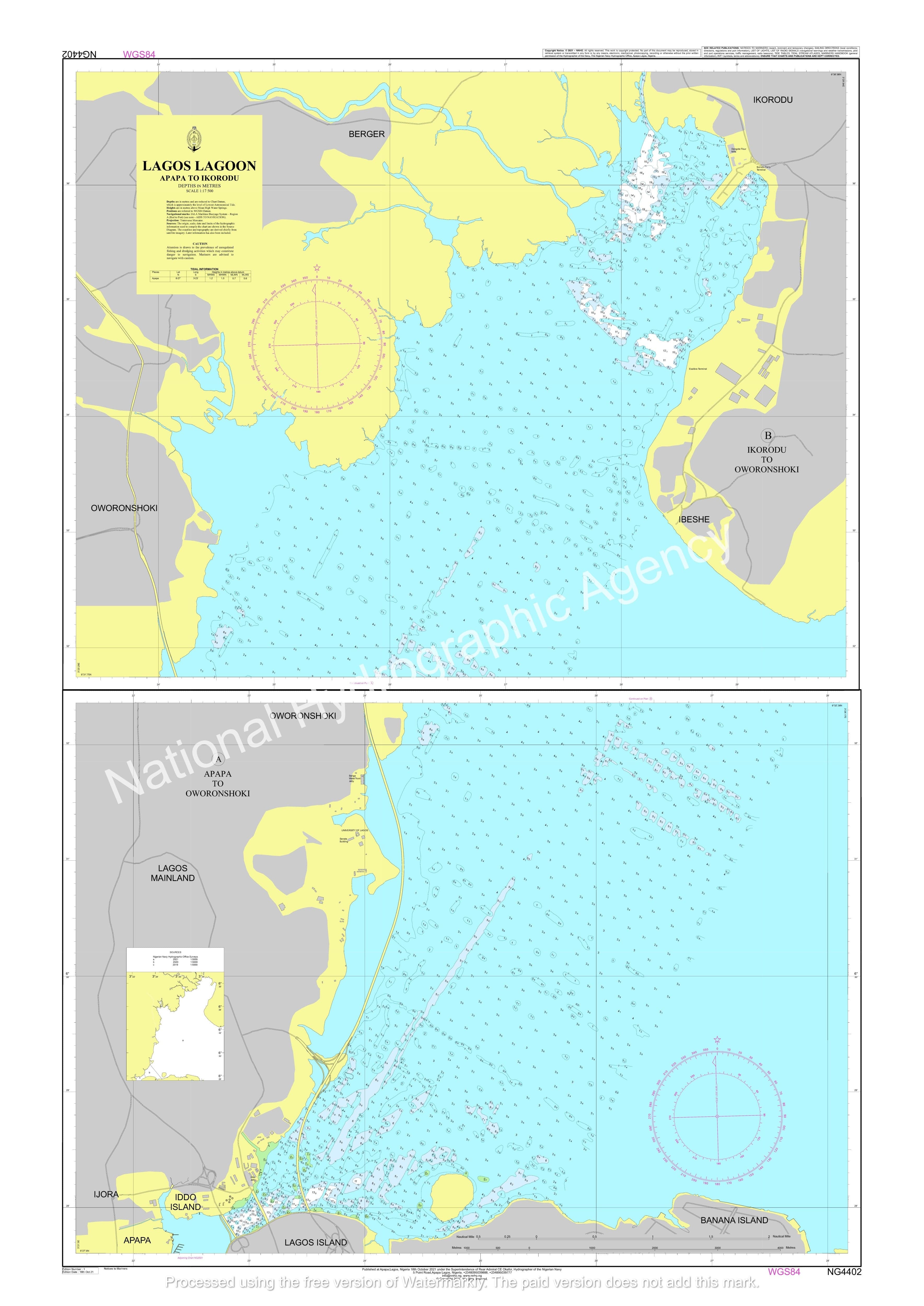 Nigerian Nautical Chart NG4402 - LAGOS LAGOON APAPA TO IKORODU