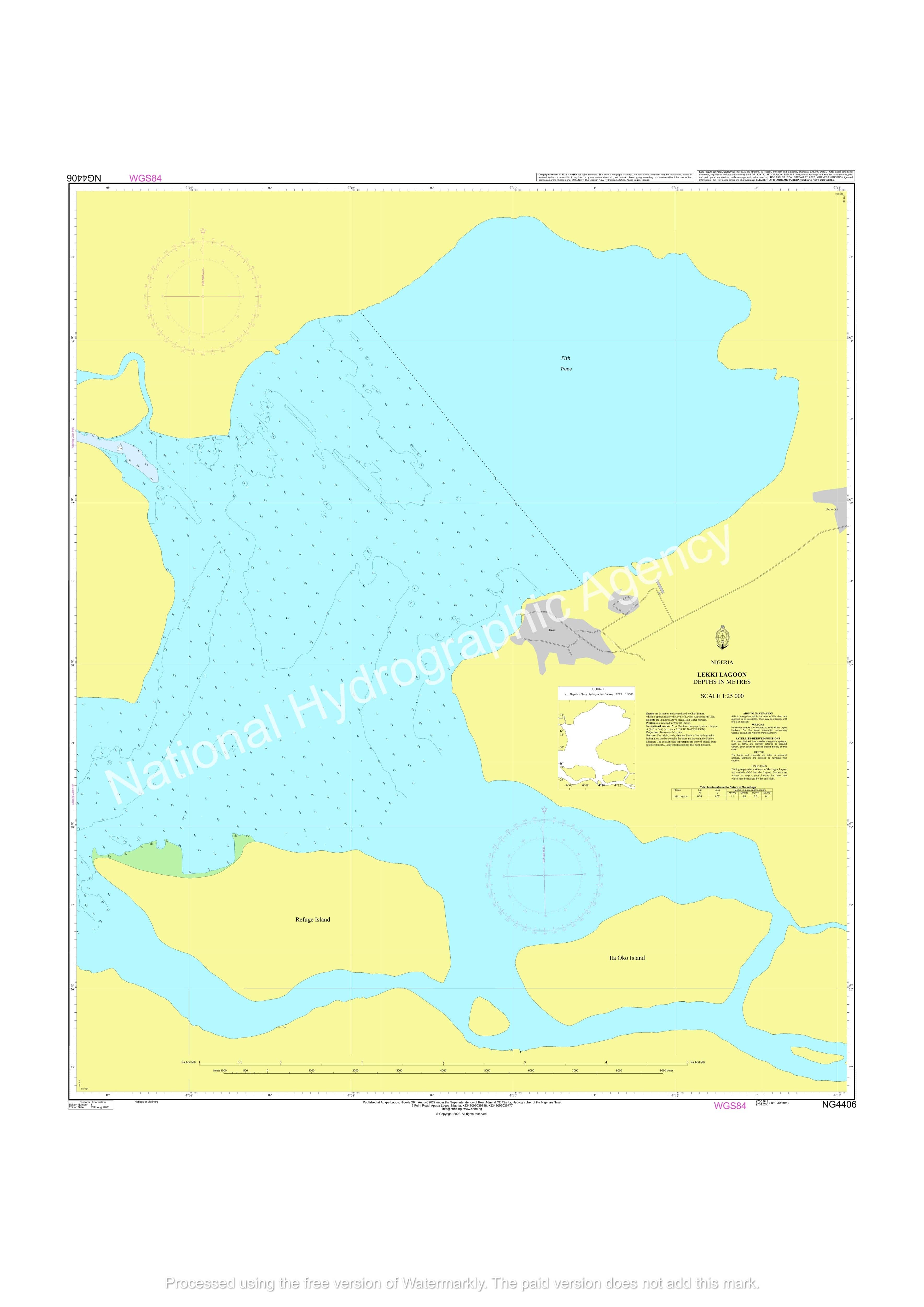 Nigerian Nautical Chart NG4406 - LEKKI LAGOON